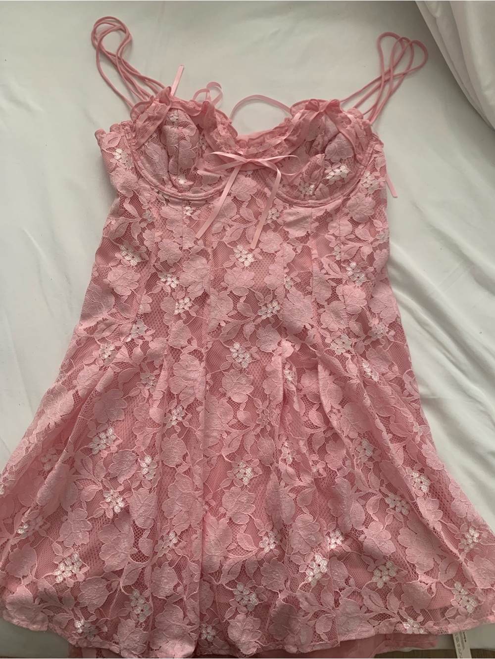For Love & Lemons Pink Lace Kate Mini Dress Size XL NWT